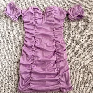 Purple Ruched Mini Dress